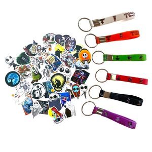 Nightmare Before Christmas 100 Stickers & 14 Key Ring Chain Set Party Favors Toy